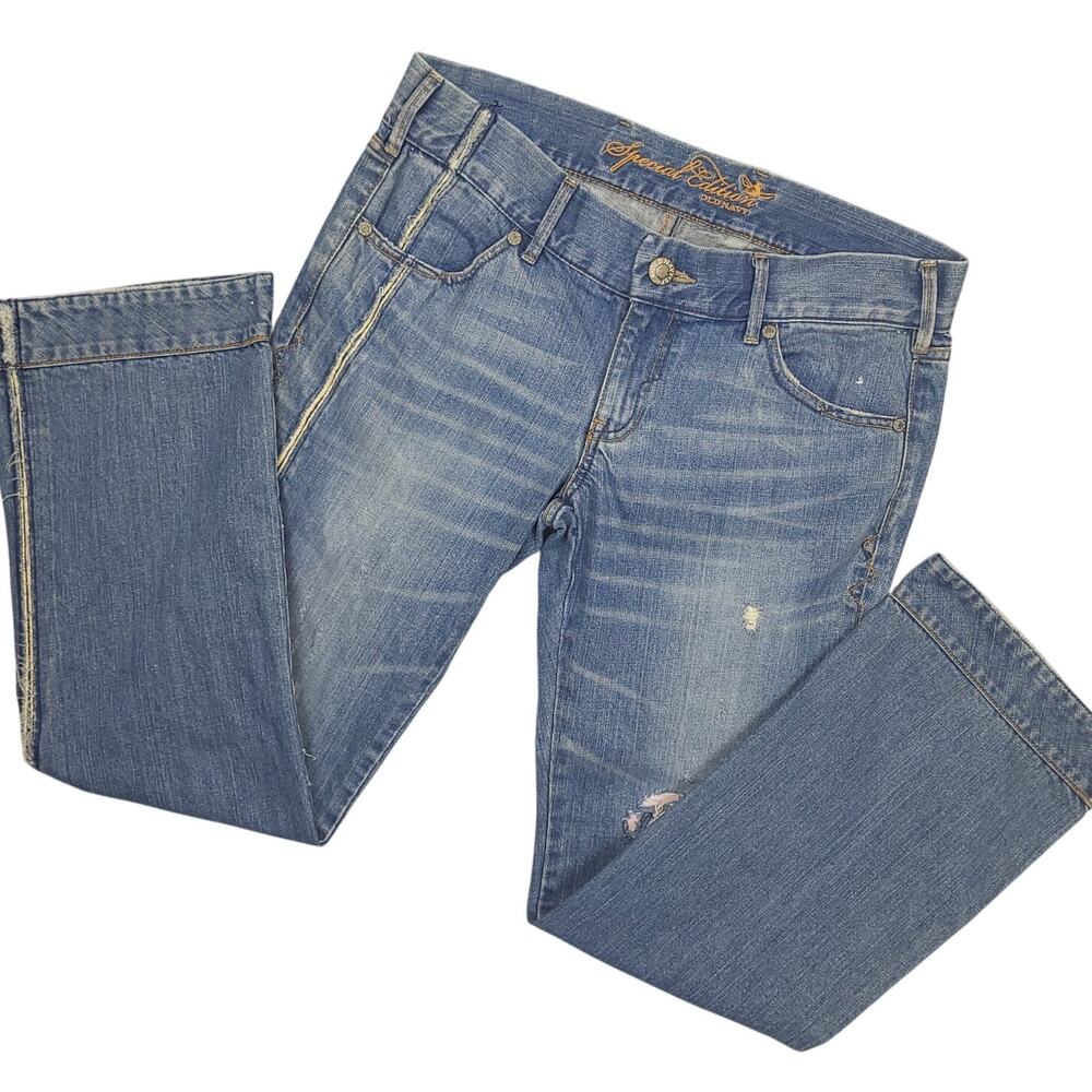 Old Navy Jeans Womens 10 Blue Denim Bootcut Special Edition Distressed Vtg Y2k